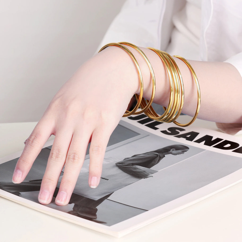 minimal gold stainless steel bracelet for women