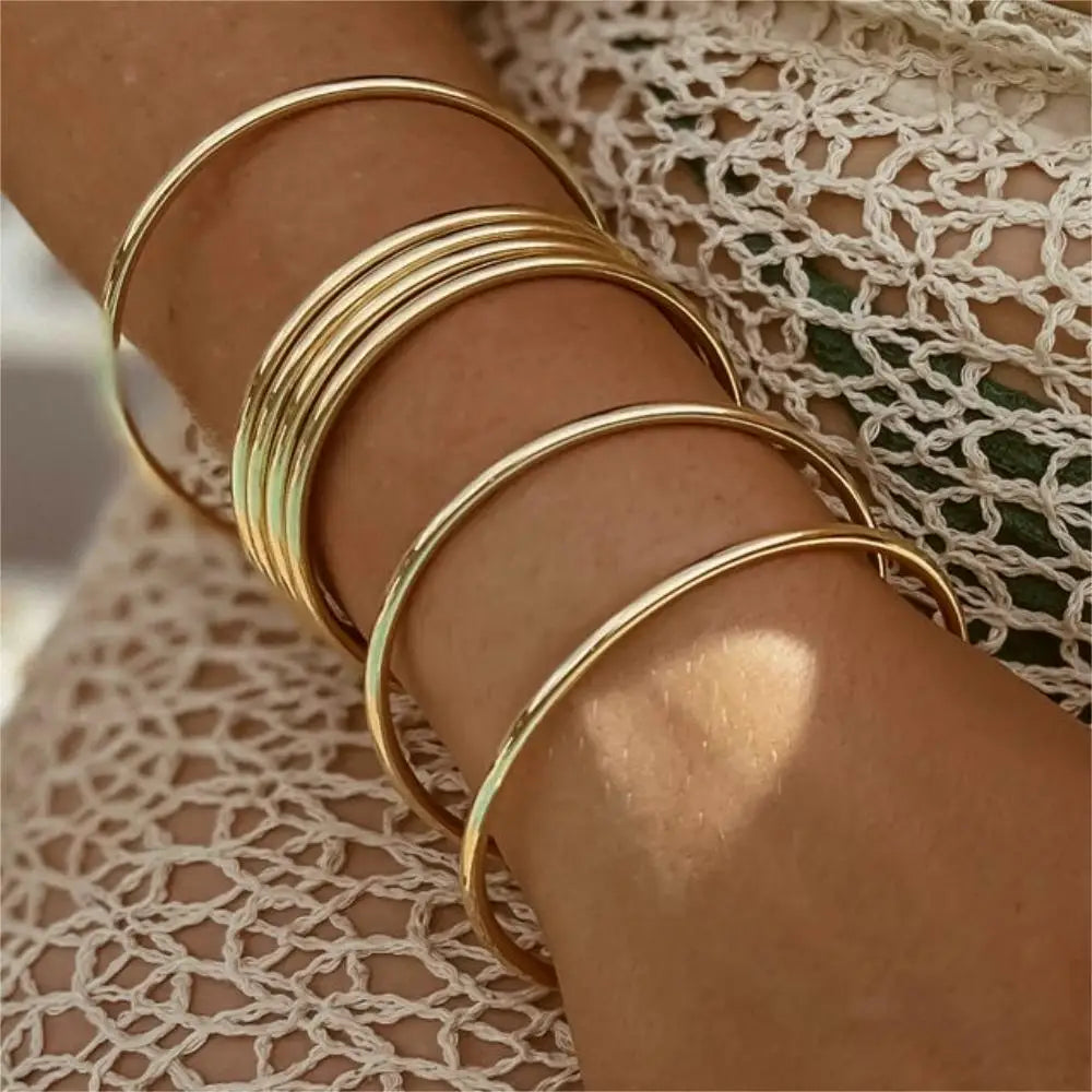 minimal gold stainless steel bracelet for women