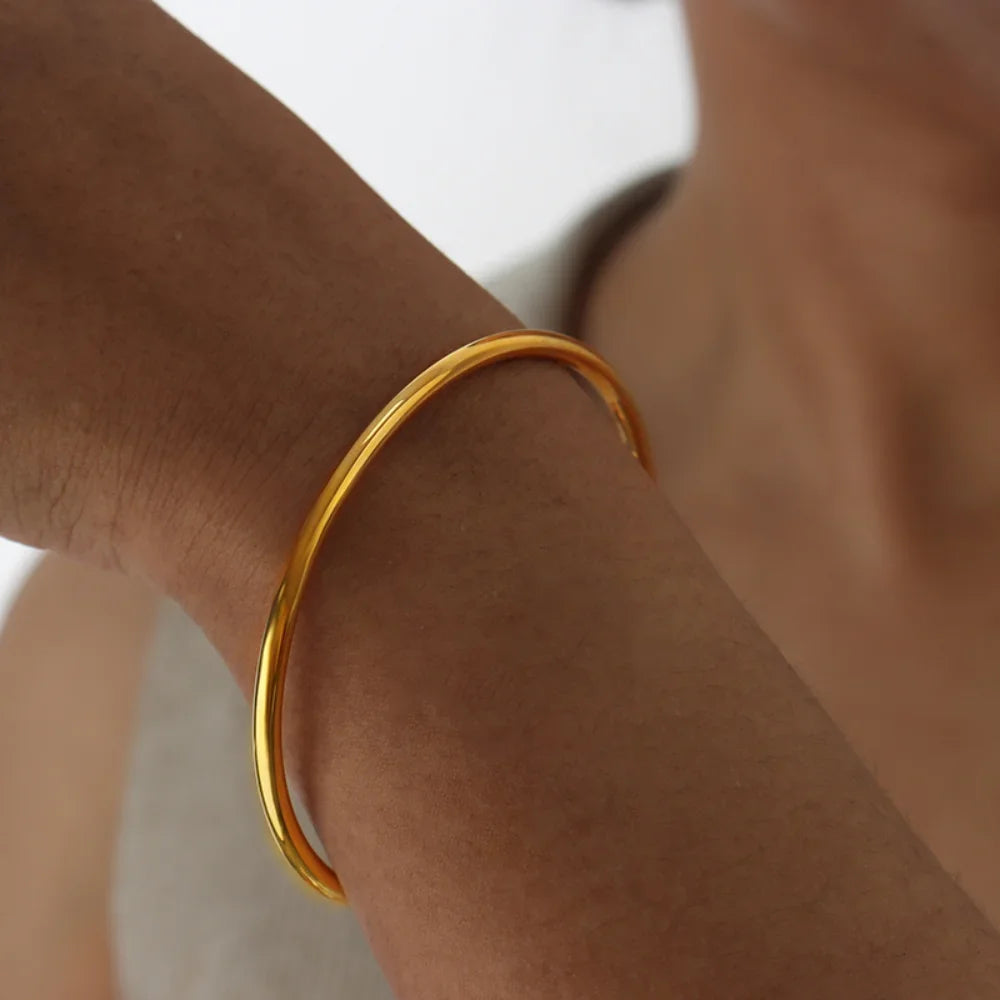 minimal gold stainless steel bracelet for women