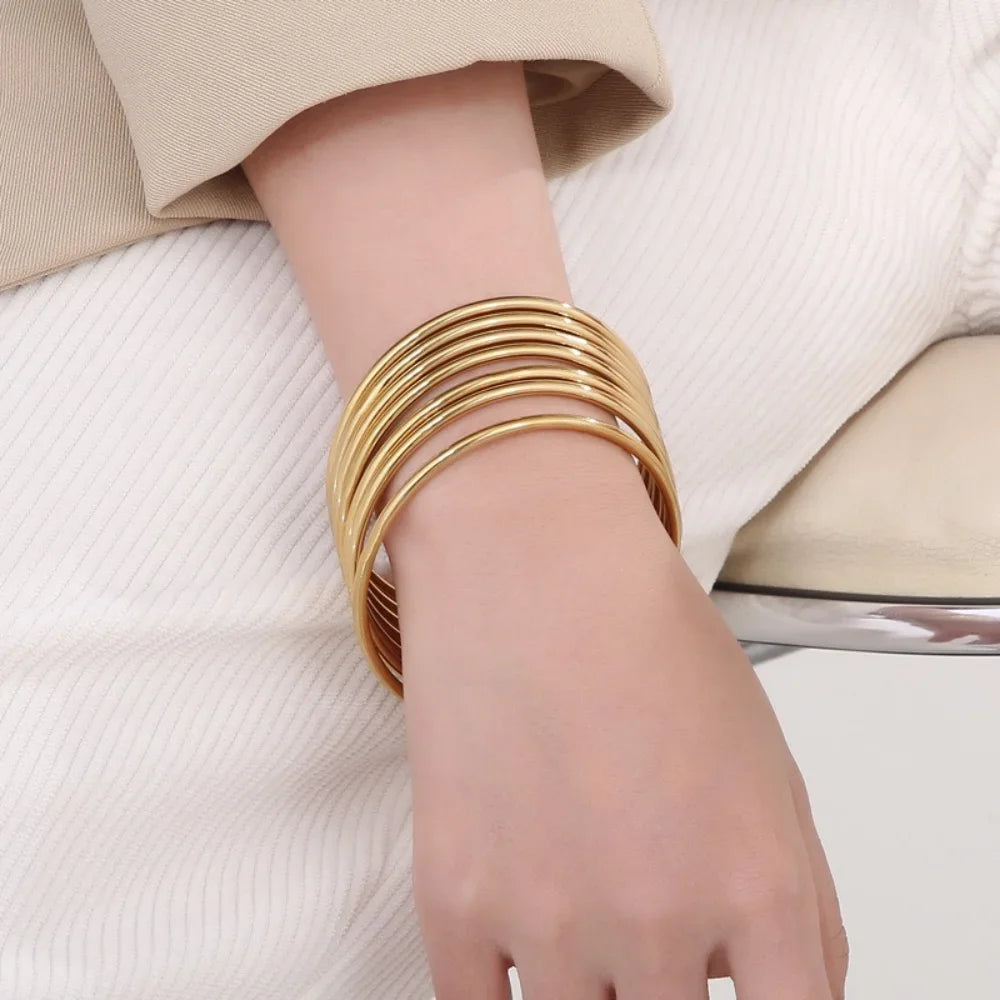 minimal gold stainless steel bracelet for women