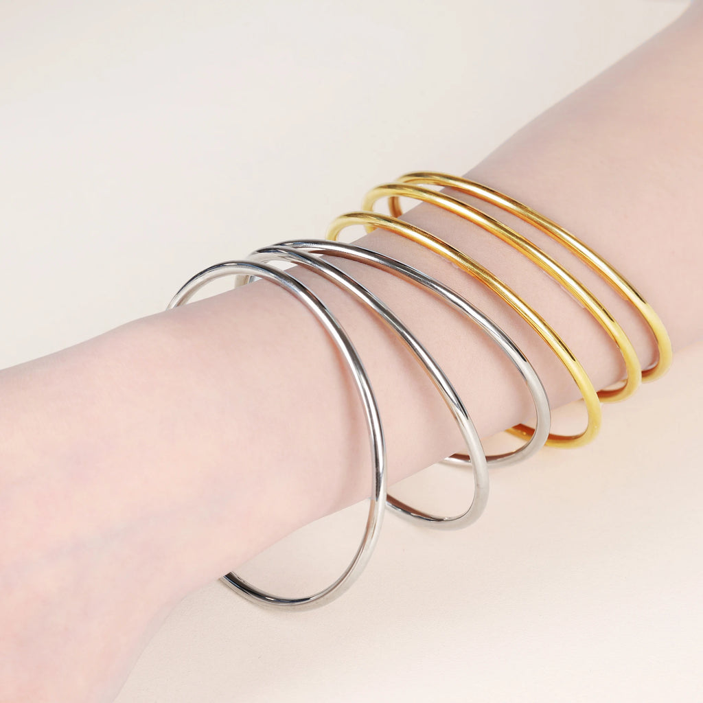 minimal gold stainless steel bracelet for women